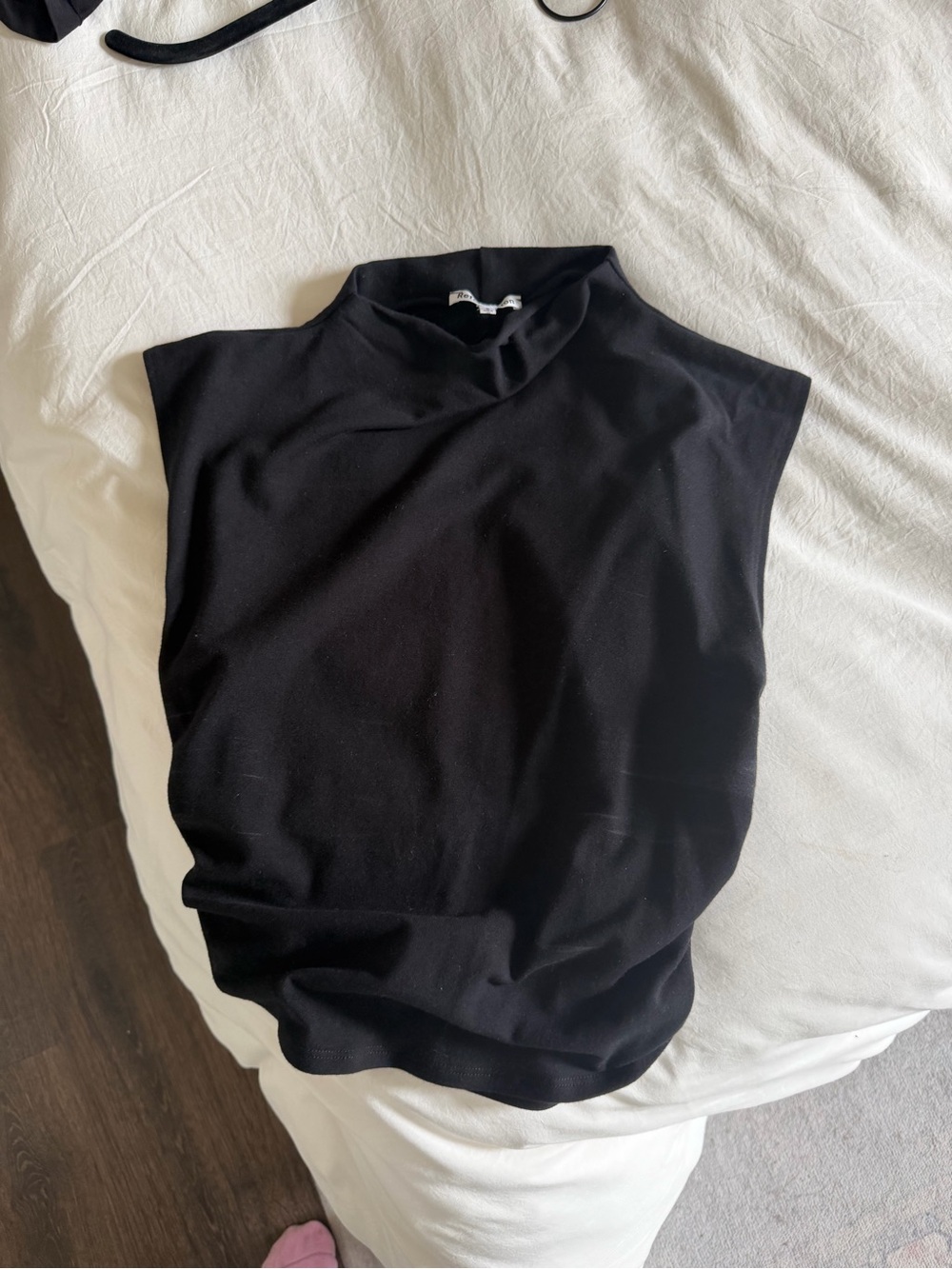 Reformation Black Sleeveless Mock Neck Top